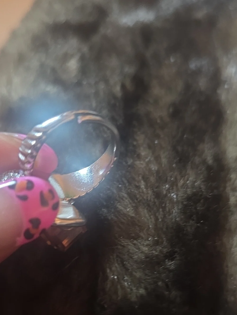 NWT EYE CANDY BRASS Multi-Stone Cocktail Ring with Blue and Champagne Stones - Picture 6 of 6